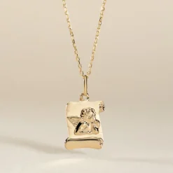 Pendentif Ange Parchemin Or Jaune