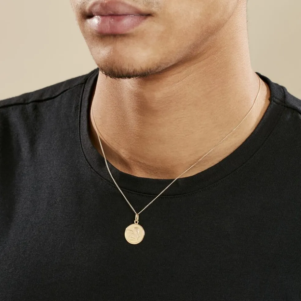 Pendentif Ange Rond Mat Or Jaune