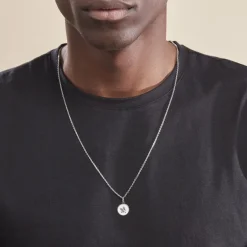 Pendentif Ange Rond Satine Or Blanc