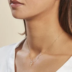 Pendentif Bathilde Croix Diamantee Or Jaune