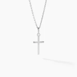 Pendentif Bathilde Croix Striee Or Blanc