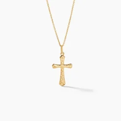 Pendentif Bathilde Croix Striee Or Jaune