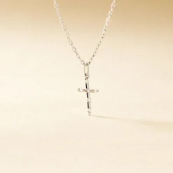 Pendentif Canice Croix Or Blanc Oxyde De Zirconium