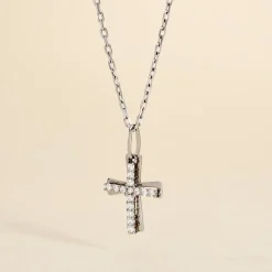 Pendentif Canice Croix Or Blanc Oxyde De Zirconium