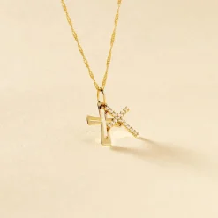 Pendentif Canice Croix Or Jaune Oxyde De Zirconium