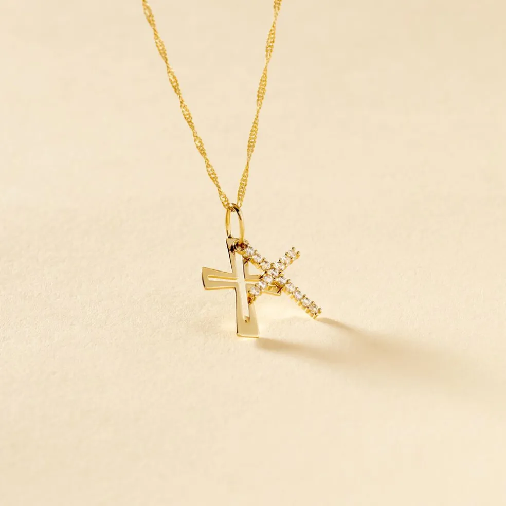 Pendentif Canice Croix Or Jaune Oxyde De Zirconium