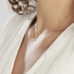 Pendentif Canice Croix Or Jaune Oxyde De Zirconium