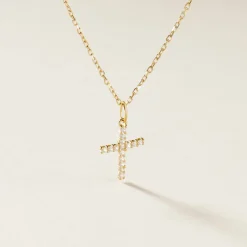 Pendentif Canice Croix Or Jaune Oxyde De Zirconium