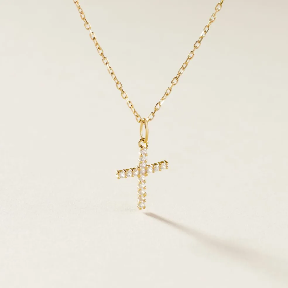 Pendentif Canice Croix Or Jaune Oxyde De Zirconium