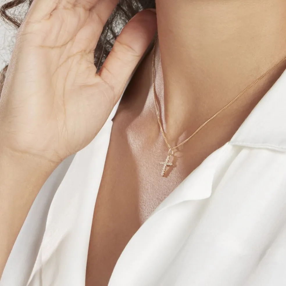 Pendentif Canice Croix Or Jaune Oxyde De Zirconium