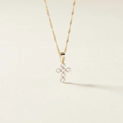 Pendentif Canice Croix Or Jaune Oxyde De Zirconium