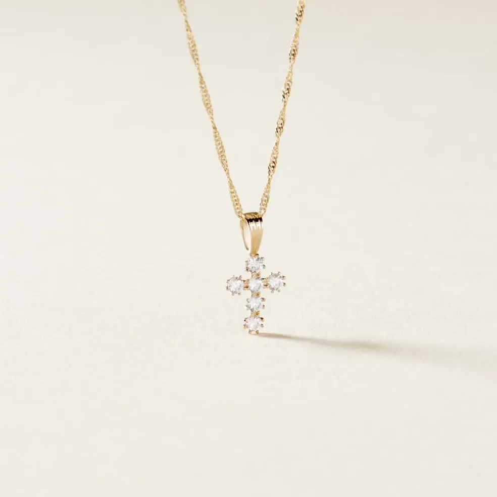 Pendentif Canice Croix Or Jaune Oxyde De Zirconium