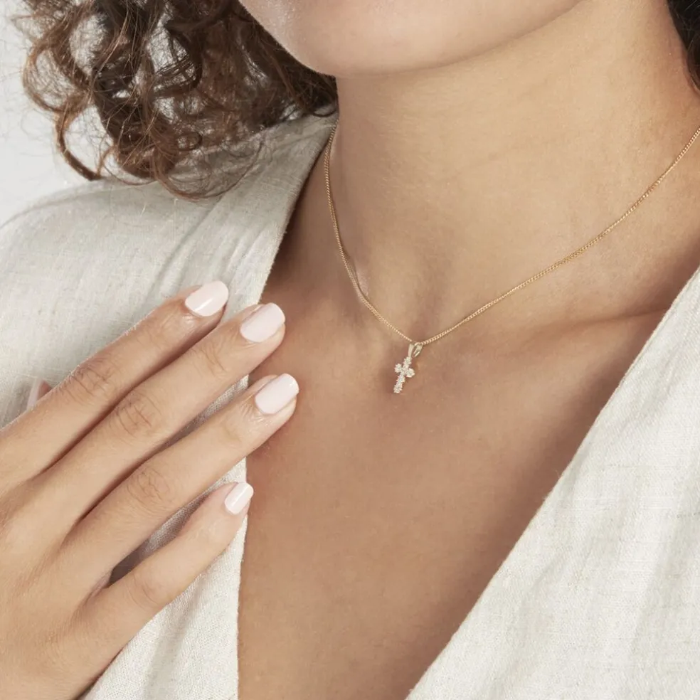 Pendentif Canice Croix Or Jaune Oxyde De Zirconium