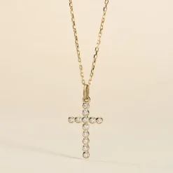 Pendentif Canice Croix Or Jaune Oxyde De Zirconium