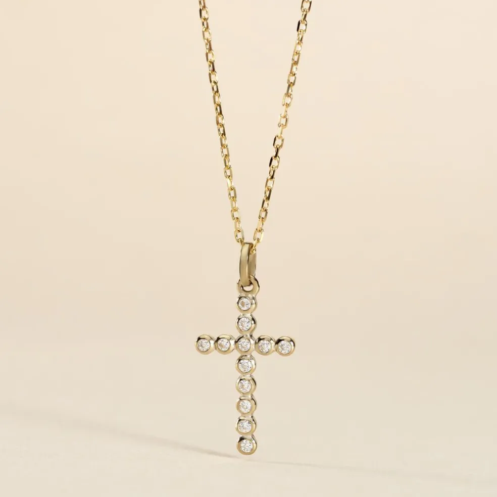 Pendentif Canice Croix Or Jaune Oxyde De Zirconium