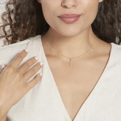 Pendentif Canice Croix Or Jaune Oxyde De Zirconium