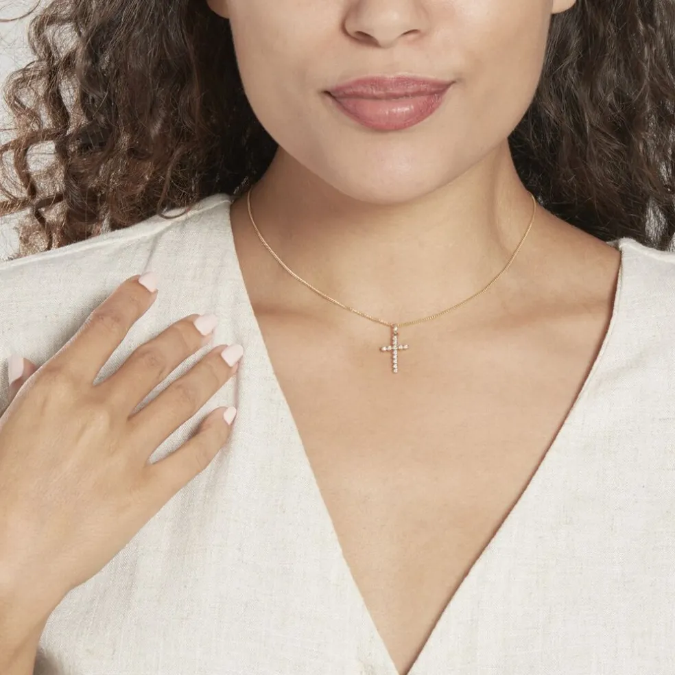 Pendentif Canice Croix Or Jaune Oxyde De Zirconium