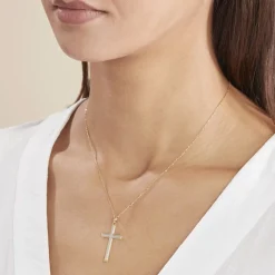 Pendentif Casey Croix Or Bicolore