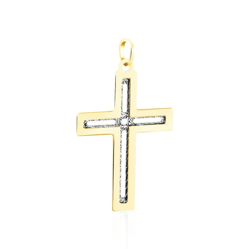 Pendentif Casey Croix Or Bicolore