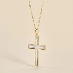 Pendentif Casey Croix Or Bicolore