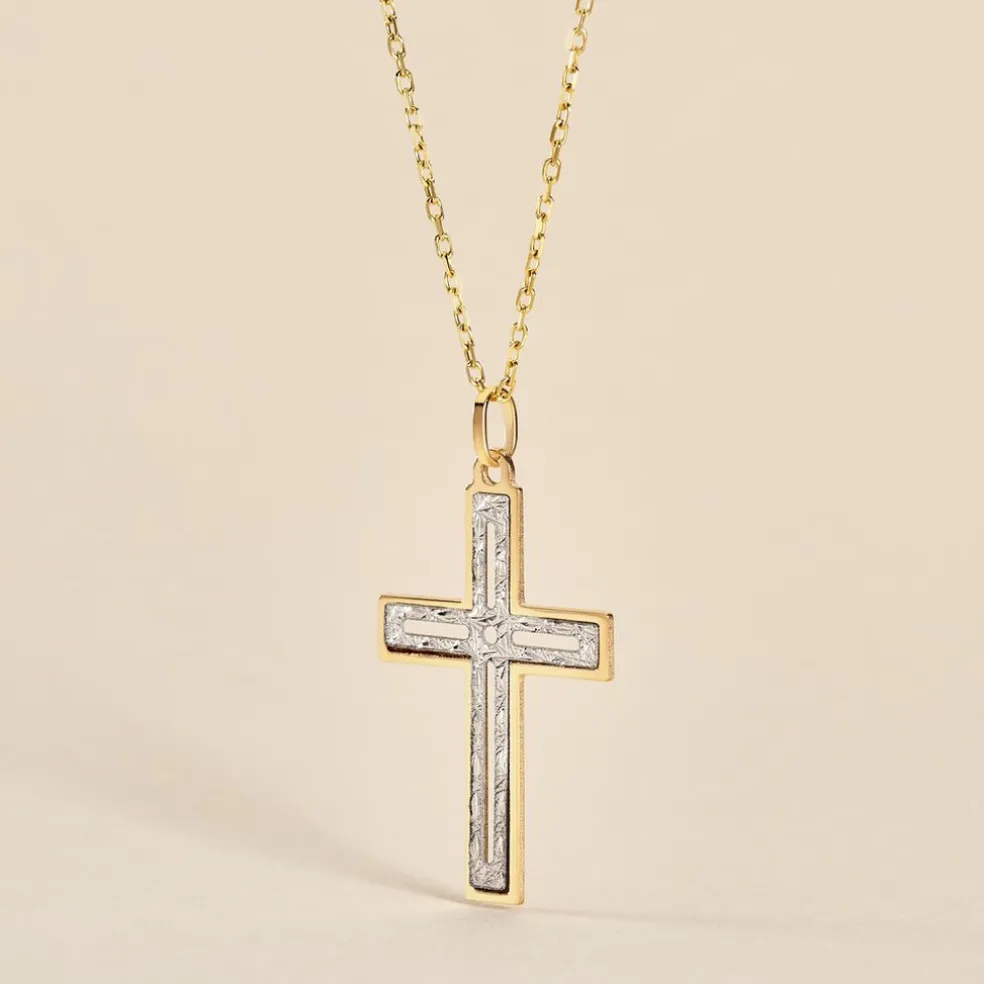Pendentif Casey Croix Or Bicolore