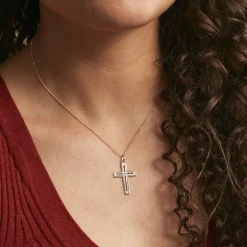 Pendentif Casey Croix Or Bicolore