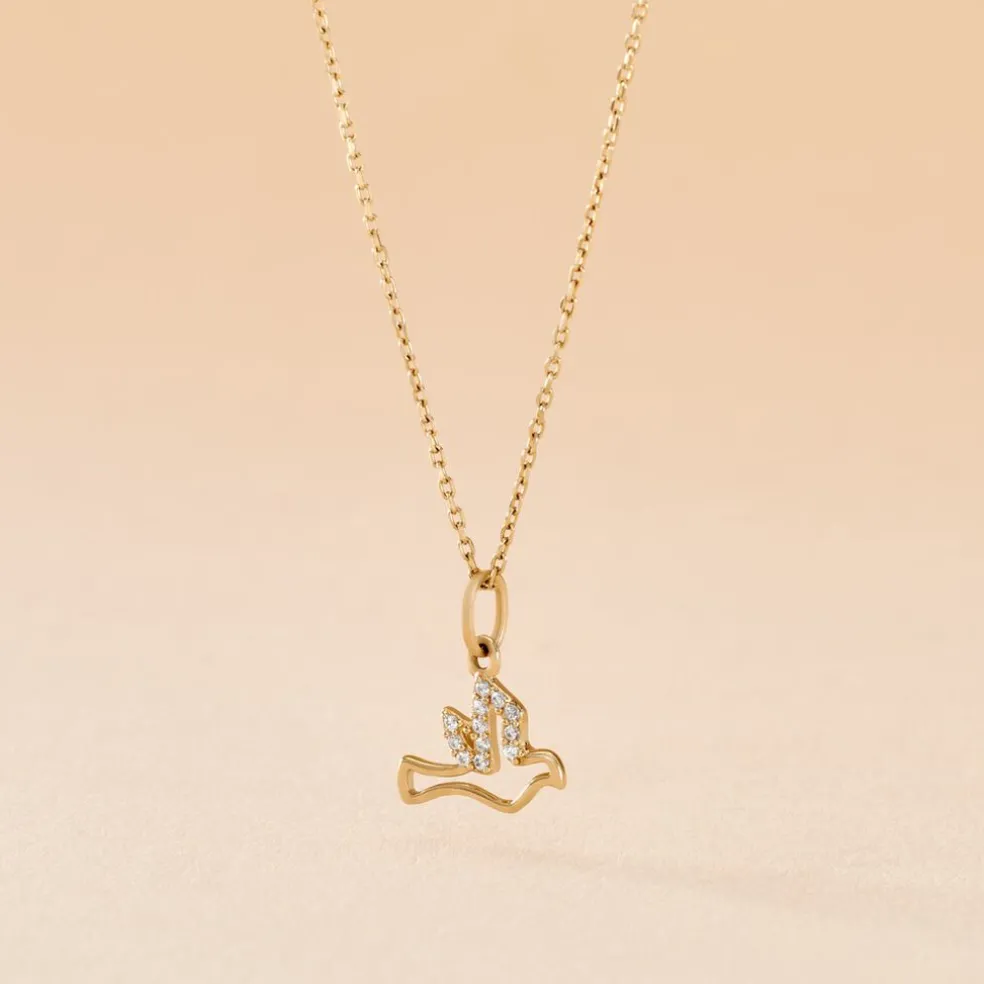 Pendentif Columnia Or Jaune Oxyde De Zirconium