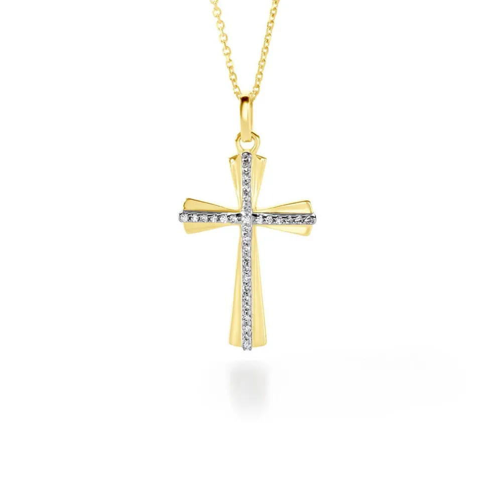 Pendentif Crocetta Or Jaune Oxyde De Zirconium