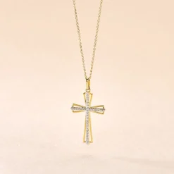 Pendentif Crocetta Or Jaune Oxyde De Zirconium