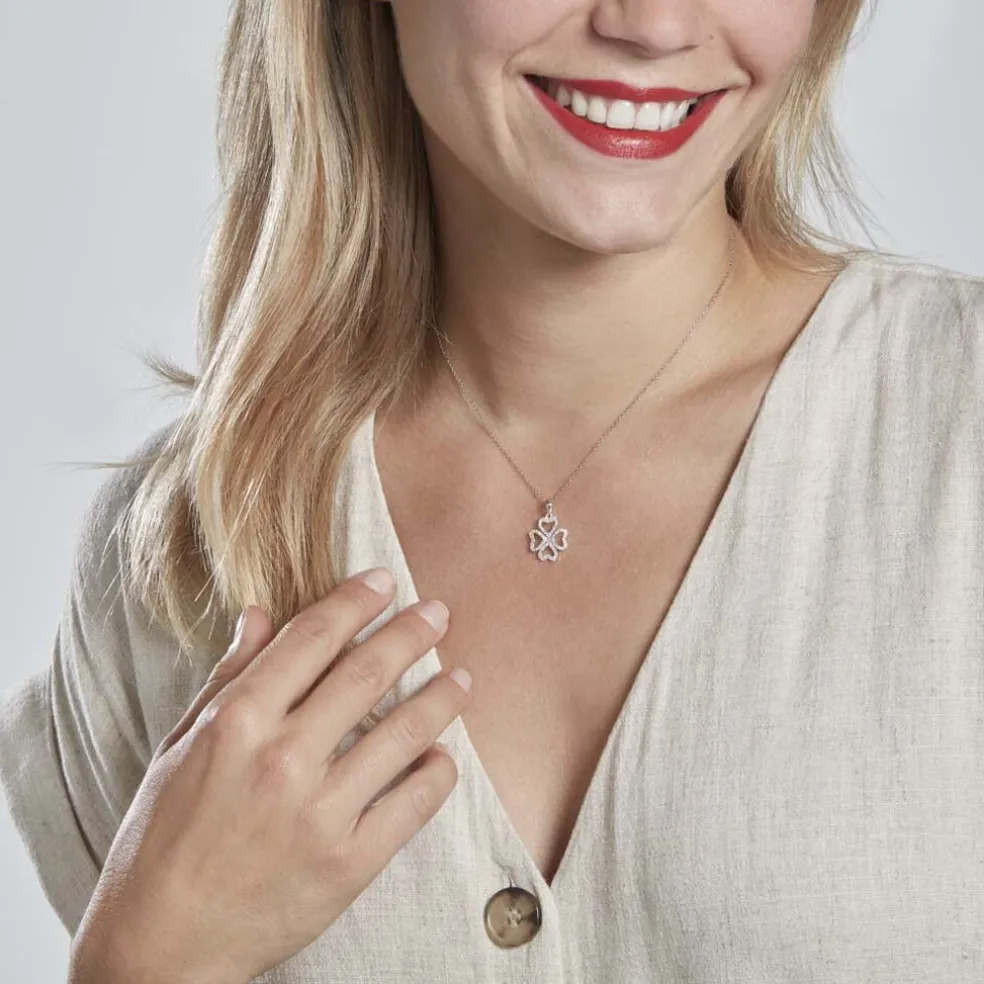 Pendentif Daiki Or Blanc Oxyde De Zirconium