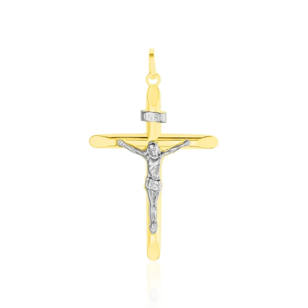 Pendentif Damian Croix Or Bicolore
