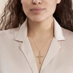 Pendentif Damian Croix Or Bicolore