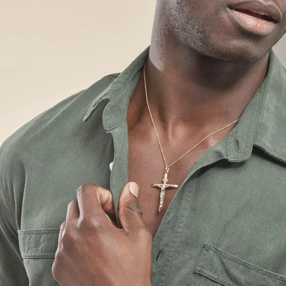 Pendentif Damian Croix Or Bicolore