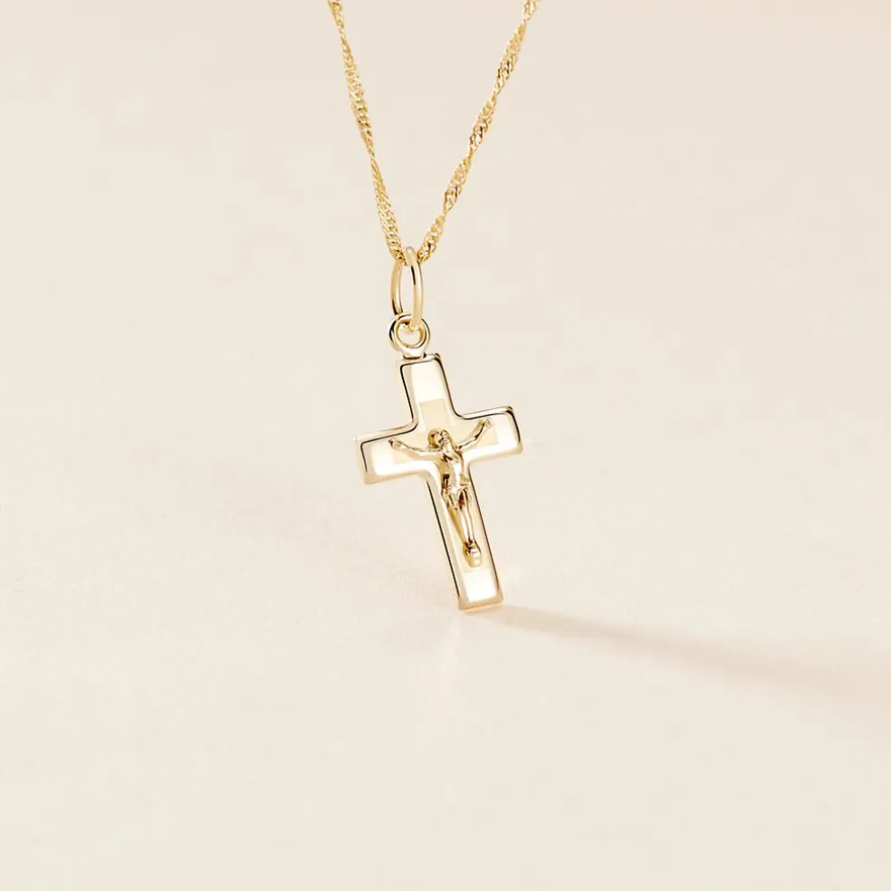 Pendentif Damian Croix Or Jaune
