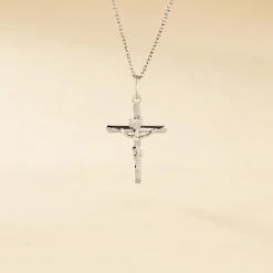 Pendentif Damian Croix Or Blanc