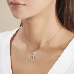 Pendentif Elio C Argent Blanc
