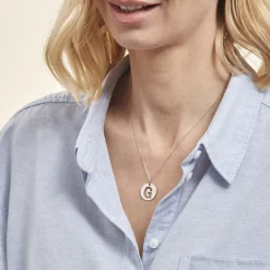 Pendentif Elio G Argent Blanc