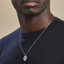 Pendentif Elio H Argent Blanc