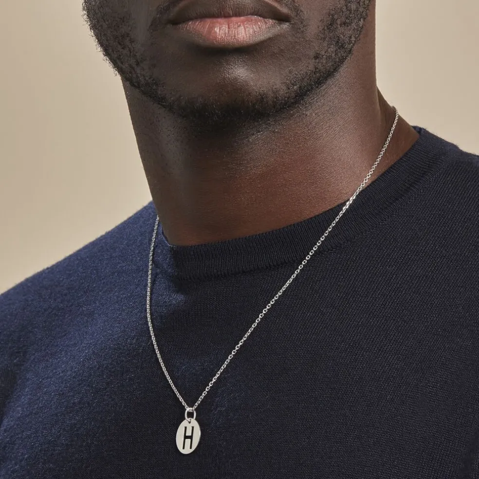 Pendentif Elio H Argent Blanc