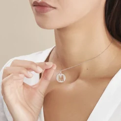 Pendentif Elio M Argent Blanc