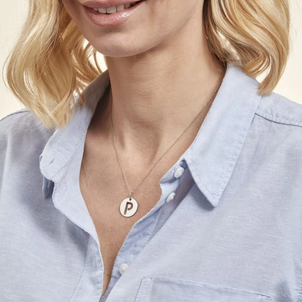 Pendentif Elio P Argent Blanc