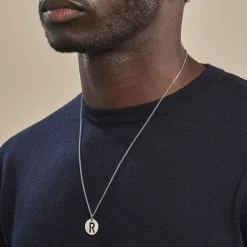 Pendentif Elio R Argent Blanc