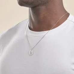 Pendentif Elio U Argent Blanc