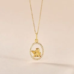 Pendentif Engin Or Jaune Oxyde De Zirconium