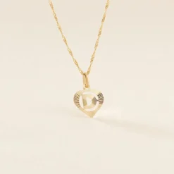 Pendentif Eudocie Coeur Lettre Or Jaune