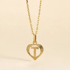 Pendentif Eudocie Coeur Lettre Or Jaune