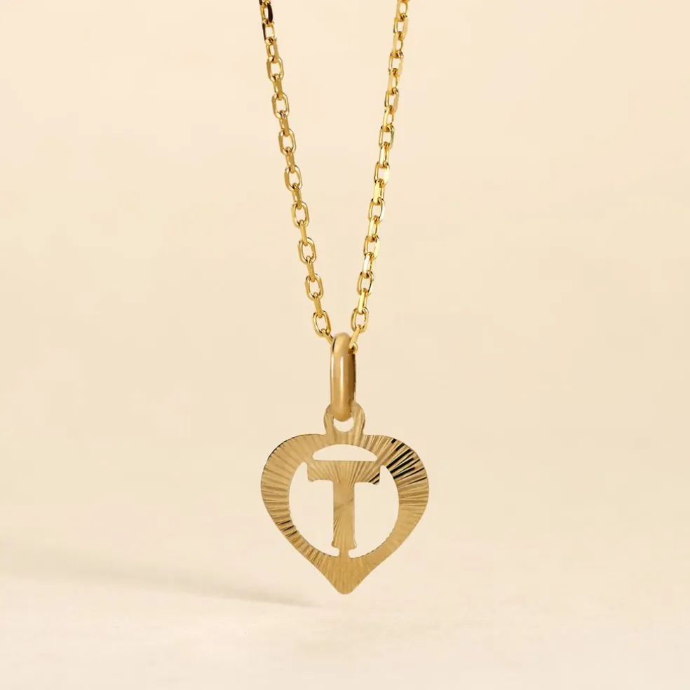 Pendentif Eudocie Coeur Lettre Or Jaune