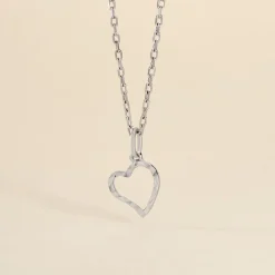 Pendentif Eudocie Coeur Strie Or Blanc