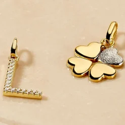 Pendentif Eudocie Coeur Trefle Or Jaune