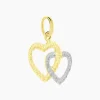Pendentif Eudocie Coeurs Ciseles Or Bicolore